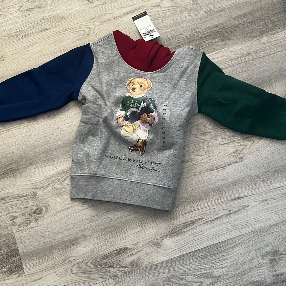 Polo Ralph Lauren Kids Bear Hoodie Sweatshirt – Size 4/4T